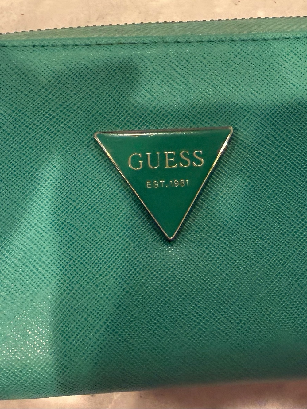 Guess Green Enamel Triangle Logo Pin